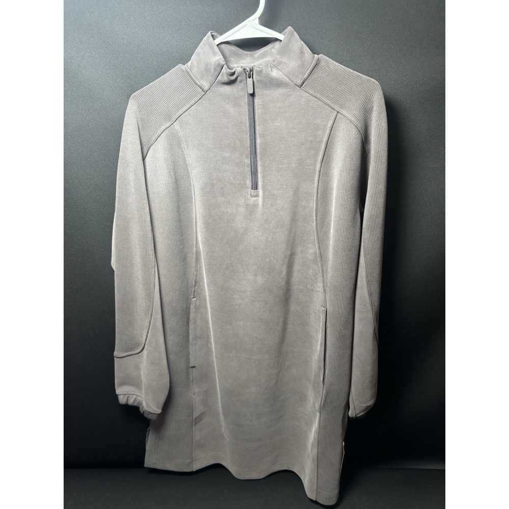 Lululemon Softstreme Half Zip Mini Dress Women's Medium NWT Soft Gray Taupe